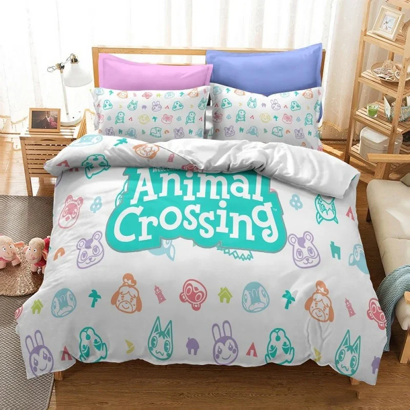 Animal Crossing Cartoon Game Bedding Set 3D Duvet Cover Twin Full Queen King Size Bed Linen And Covers Pillowcase Sets For Kids