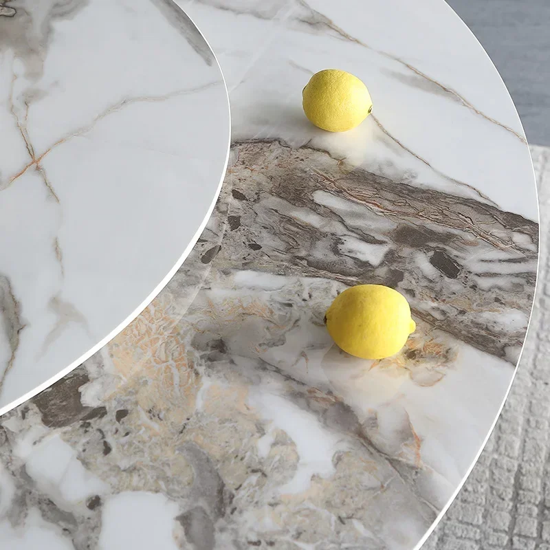 Houten Ronde Eettafels Koffie Marmeren Midden Einde Eettafels Draaitafel Witte Vloer Luxe Mesa Comedor Meubelen WSW35XP
