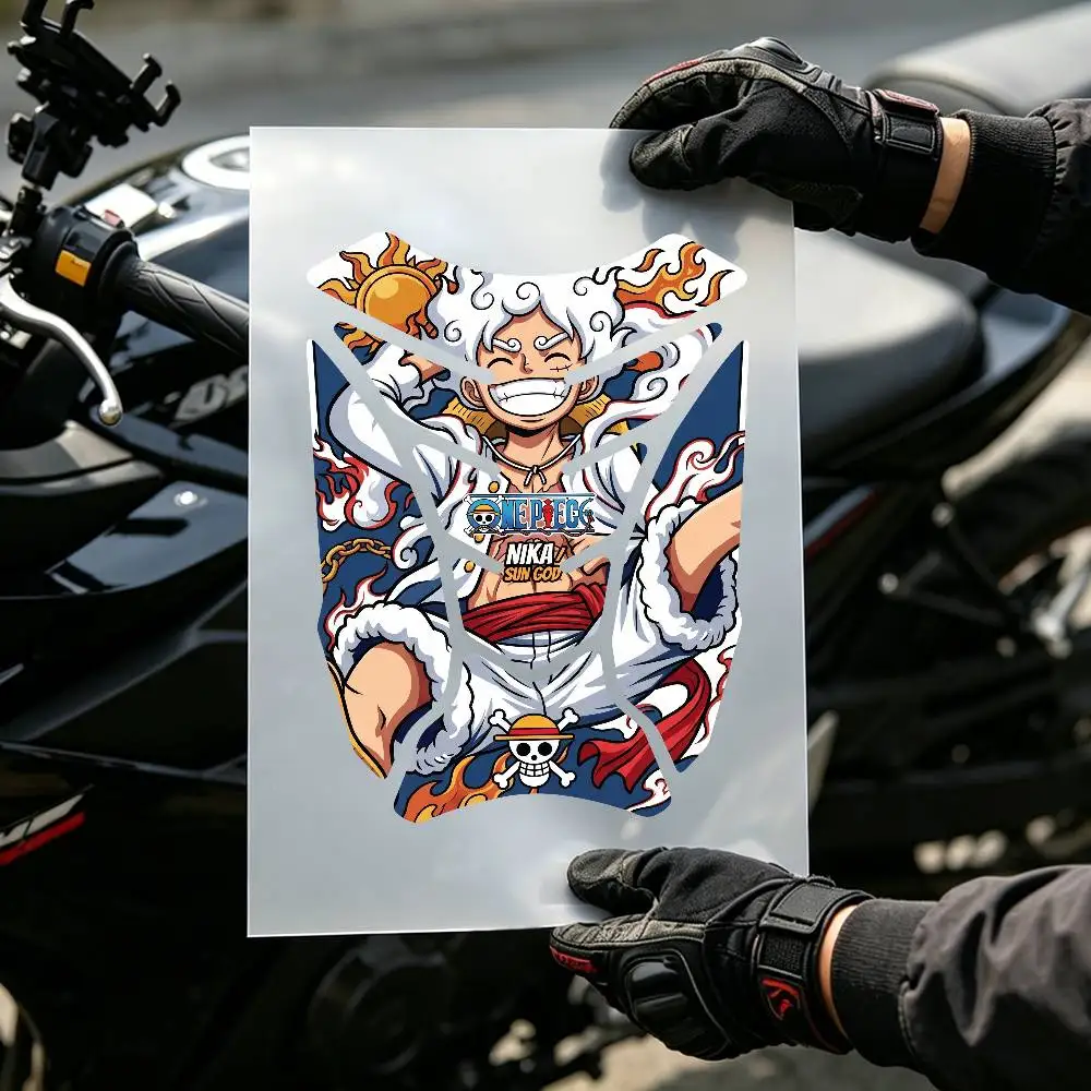 For Anime Luffy Gear 5 Flat Fishbone Decal Waterproof Motorcycle Gas Tank Sticker Vinyl Graphics Motorbike Decor Accessories view 2