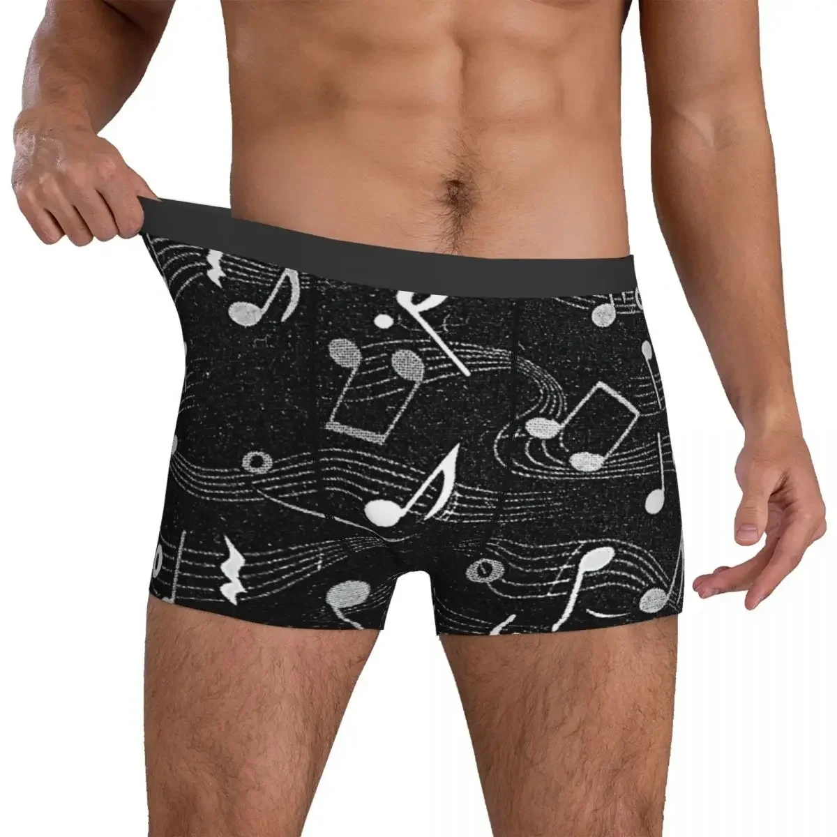 Notas musicais Boxer Shorts para homens, roupa interior confortável, calcinha masculina, presentes de namorado