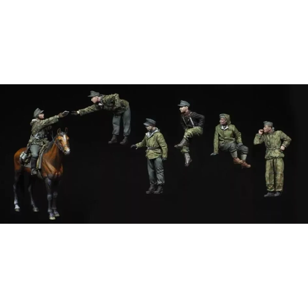 1/35 resin soldier model GK military theme (6 figures + 1 horse) unassembled and unpainted DIY kit 742R