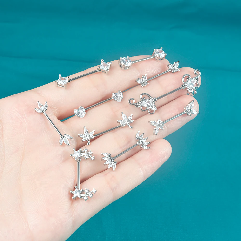 1Pairs Surgical Steel Cute Nipple Barbell Piercings Marquise Zircon Nipple Shield Cover Heart Piercing Jewelry 16G