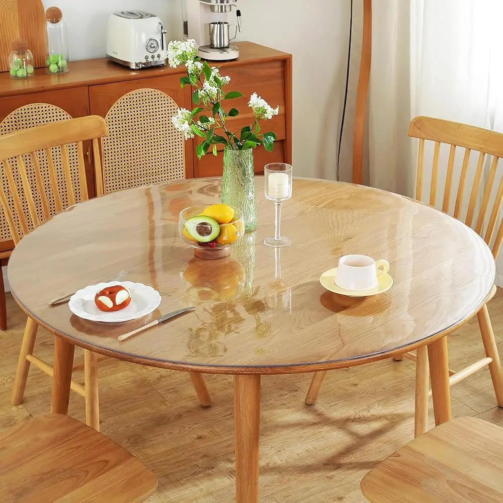 

Warmstar Clear Table Protector 2mm Thick, Dia.70Inch Round Clear Table Cover Protector, Plastic Table Cover, Clear Desk Mat D