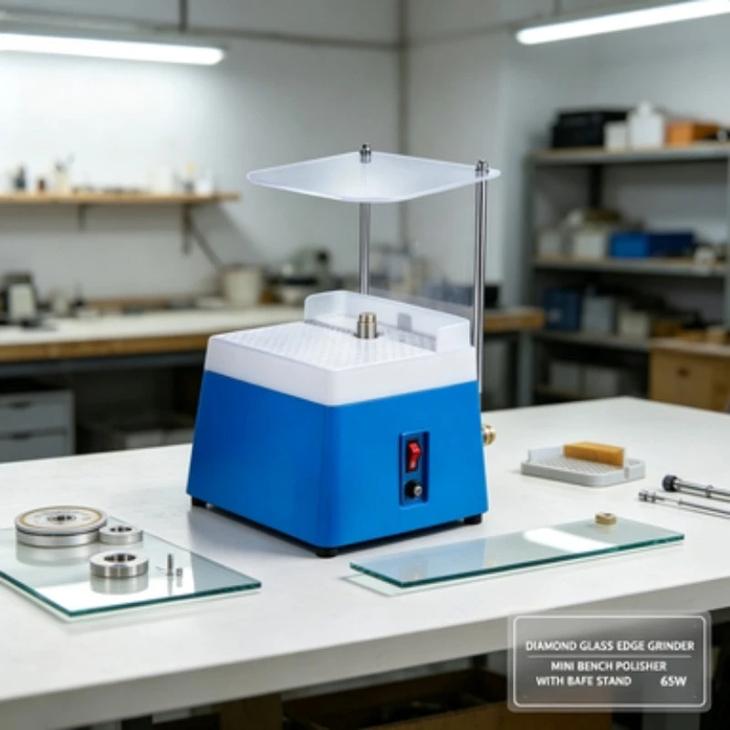 Upgraded Water Feed Diamond Mini Grinder Bench Polisher Dustproof Glass Edge Grinding Machine With Baffle Stand