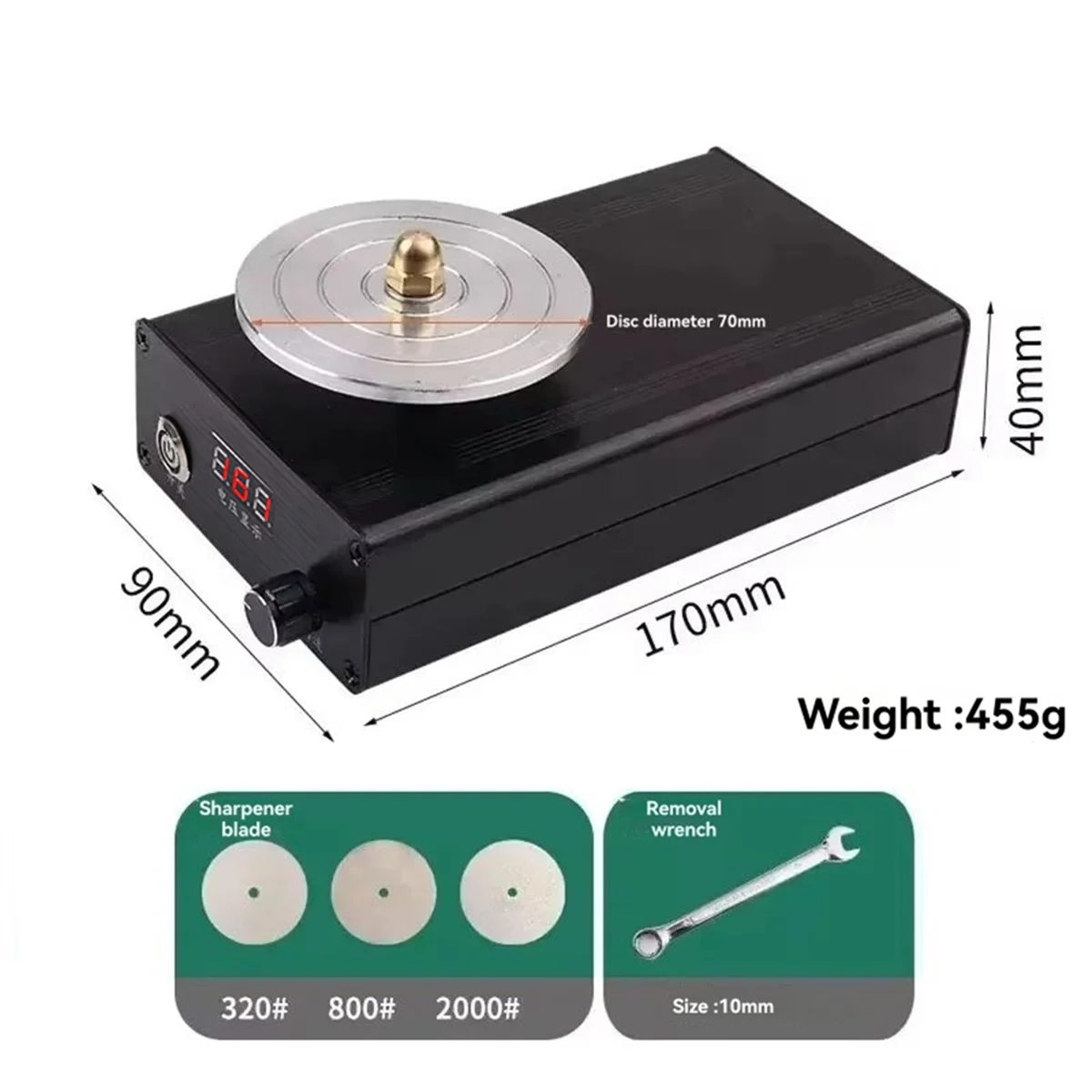 

A002 Adjustable Speed Electric Knife Sharpener Tailor Knife Fast Sharpener Diameter 70mm Knife Sharpener 0-3000Rpm EU PLUG