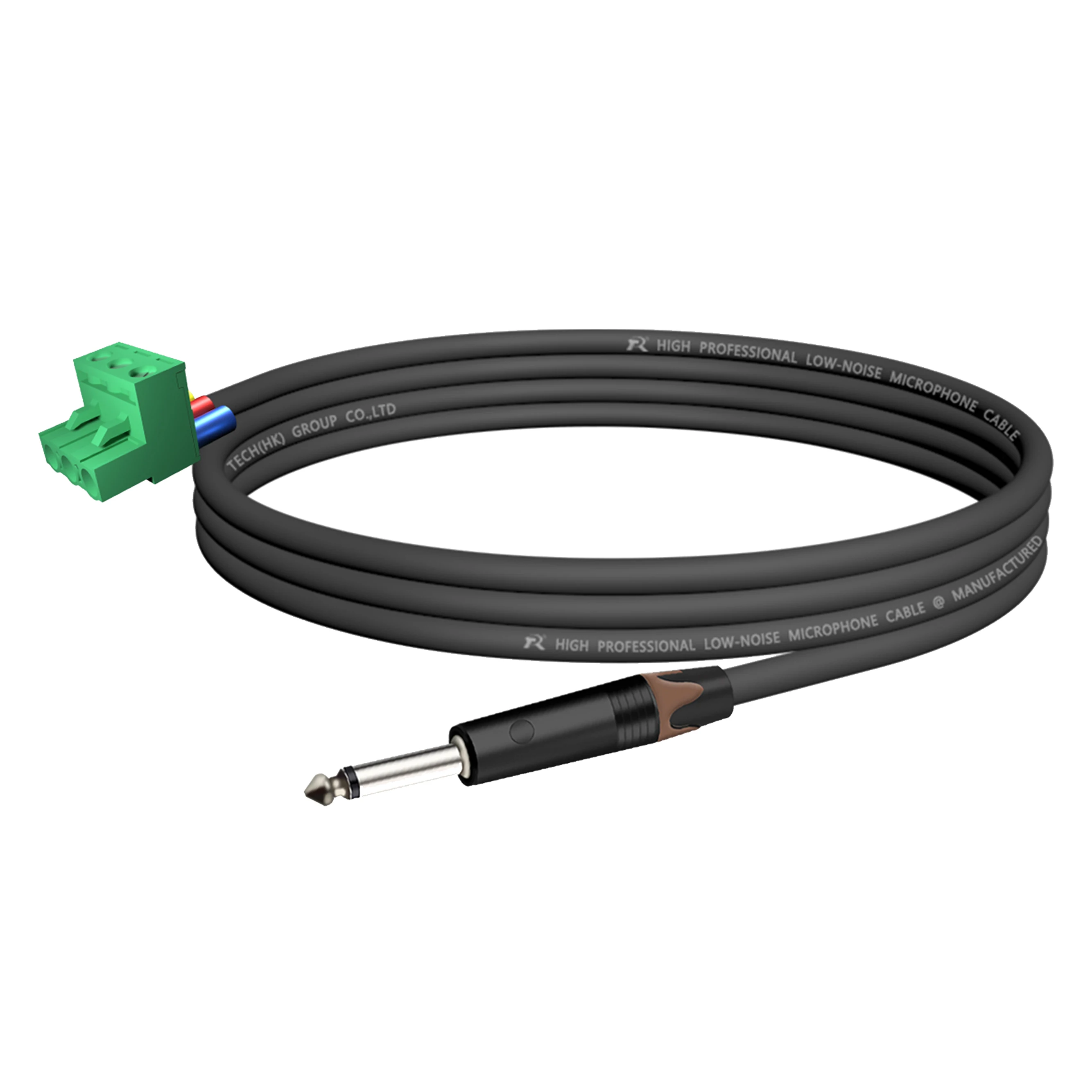 Phoenix Terminal Connector Audiokabel, 6,5 mm (1/4 Zoll) TS-Stecker auf 3-poliger 5,08 mm/0,2 Zoll Rastermaß PCB Phoenix, Mono-Audiokabel – Detail 13