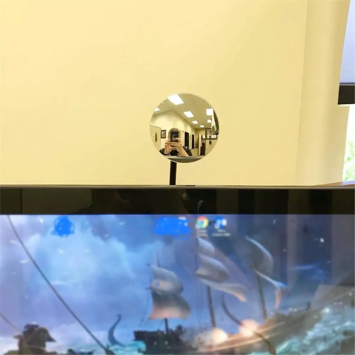 A20I Clip on Security Mirror, Convex Cubicle Mirror for Personal Safety and Security Desk Rear View Monitors or Anywhere