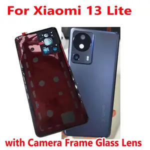 Bilashmart Best AAA+ BackShell Glass Back Cover Xiaomi 13 Lite Battery Hard Case Rear Housing Lid Mobile Shell + Camera Frame Lens Adhesive