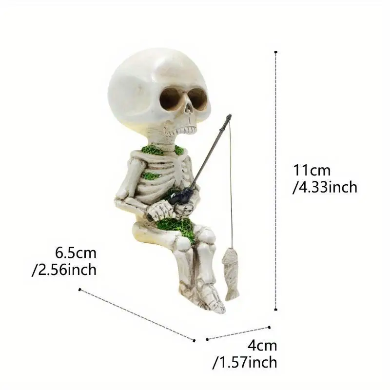 Halloween Sitting Ghost Head Fishing Skeleton Ornament Spooky Horror Decor Indoor Outdoor Ghost Festival Home Furnishing Supply