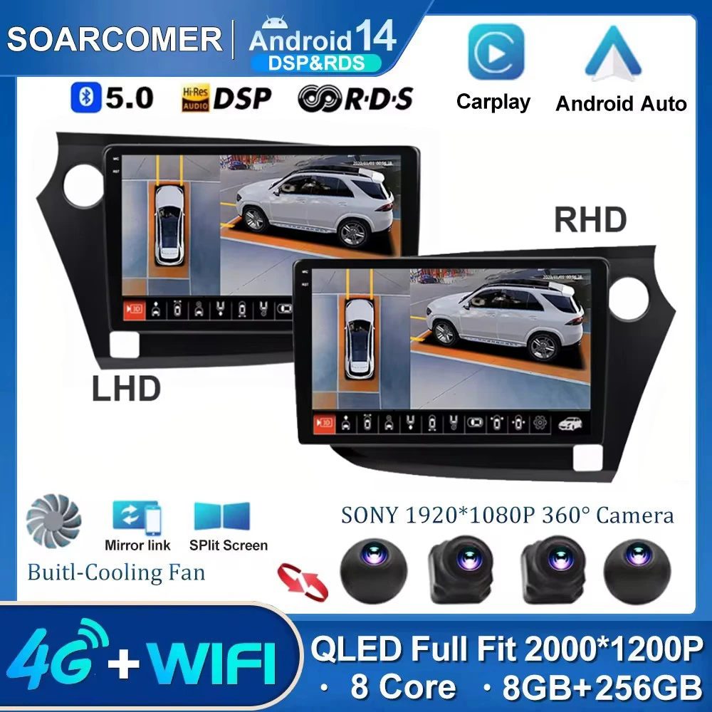 

Android 14 Car Radio For Honda Insight LHD RHD 2009-2014 Android Auto Carplay GPS Stereo DSP Video 4G Player Multimedia DVD