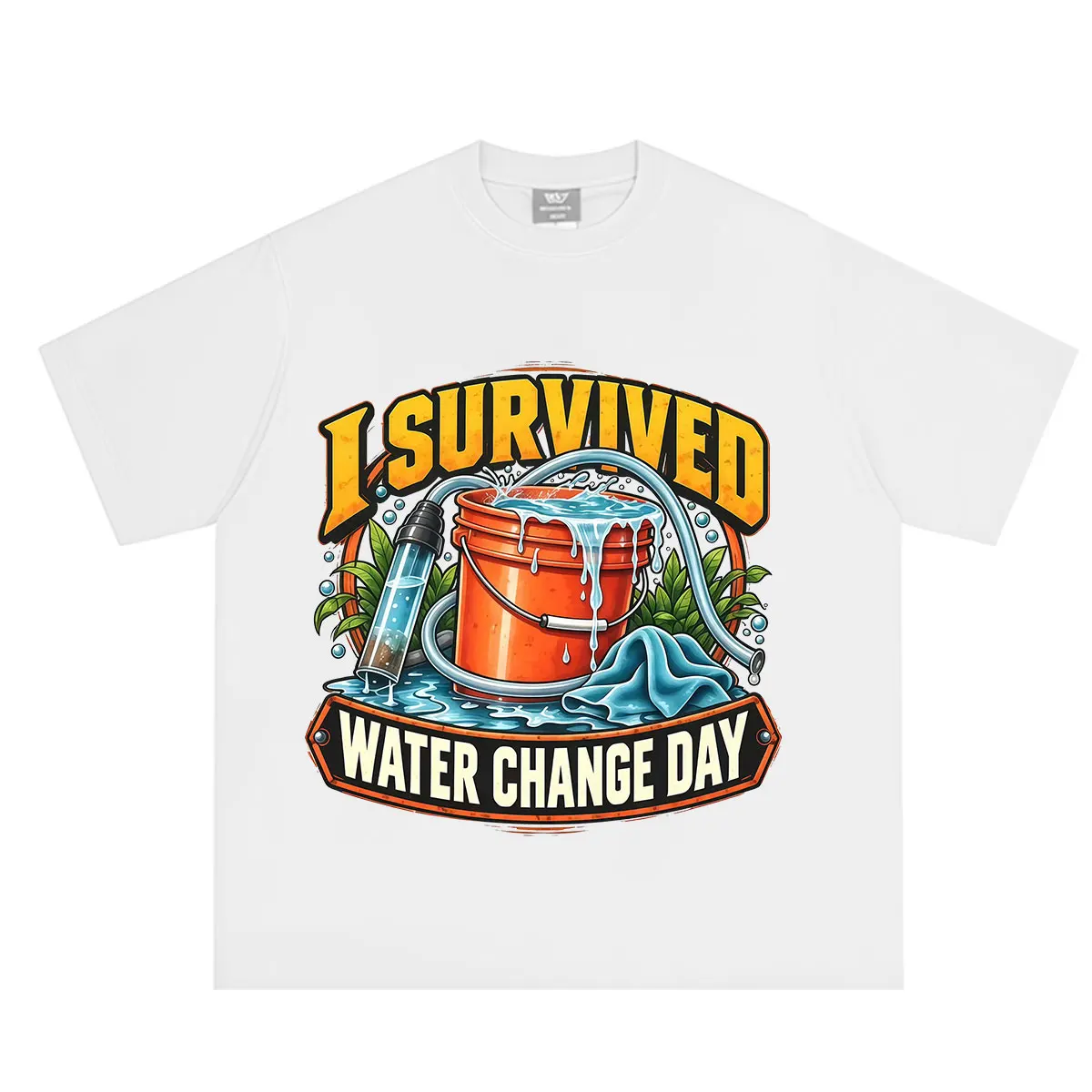Funny Aquarium  Survived Water Change Day T-Shirt Men Women Loose Casual T-shirts Oversized Cotton T-shirt  Fish Keeper Gift