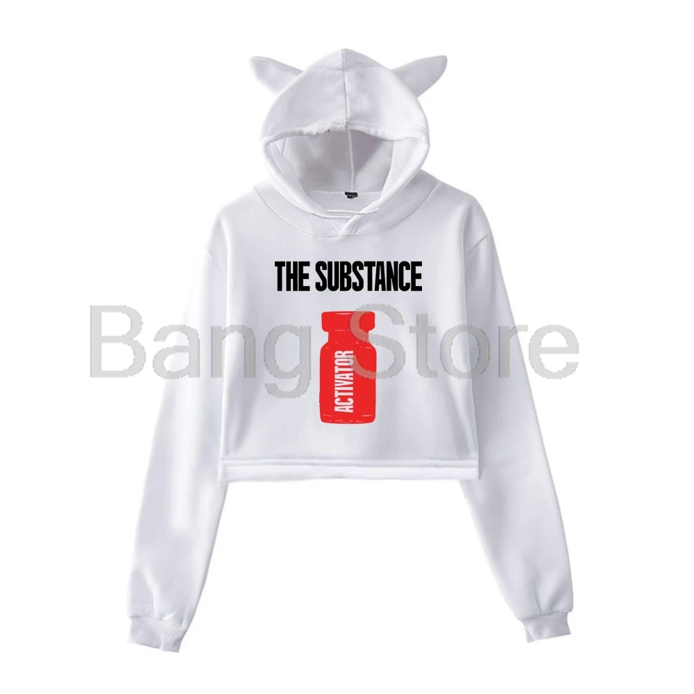 The Substance Cat Ear Hoodie Women Long Sleeve Sweatshirts Casual Streetwear Crop Tops