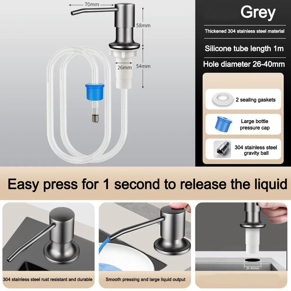 

Дозатор для мыла для раковины из нержавеющей стали 304, матовый никель, устойчивый к ржавчине, встроенные дозаторы для мыла, самовсасывающий насос для мыла на столешнице