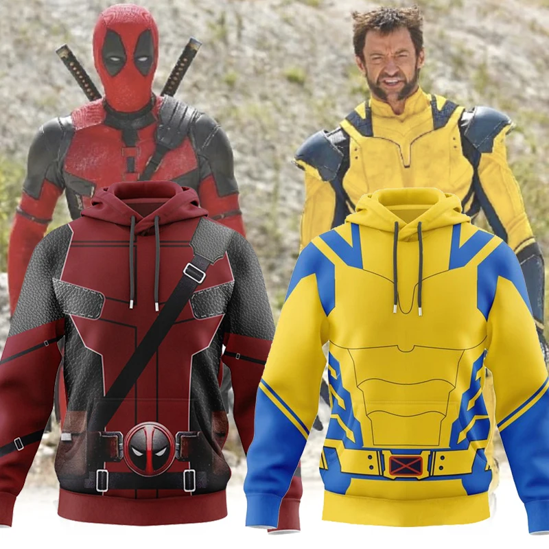 

Movie Deadpool Wolverine Cosplay Costume Adult Unisex Superhero Hoodie Jacket Party Halloween Casual Zipper Coat