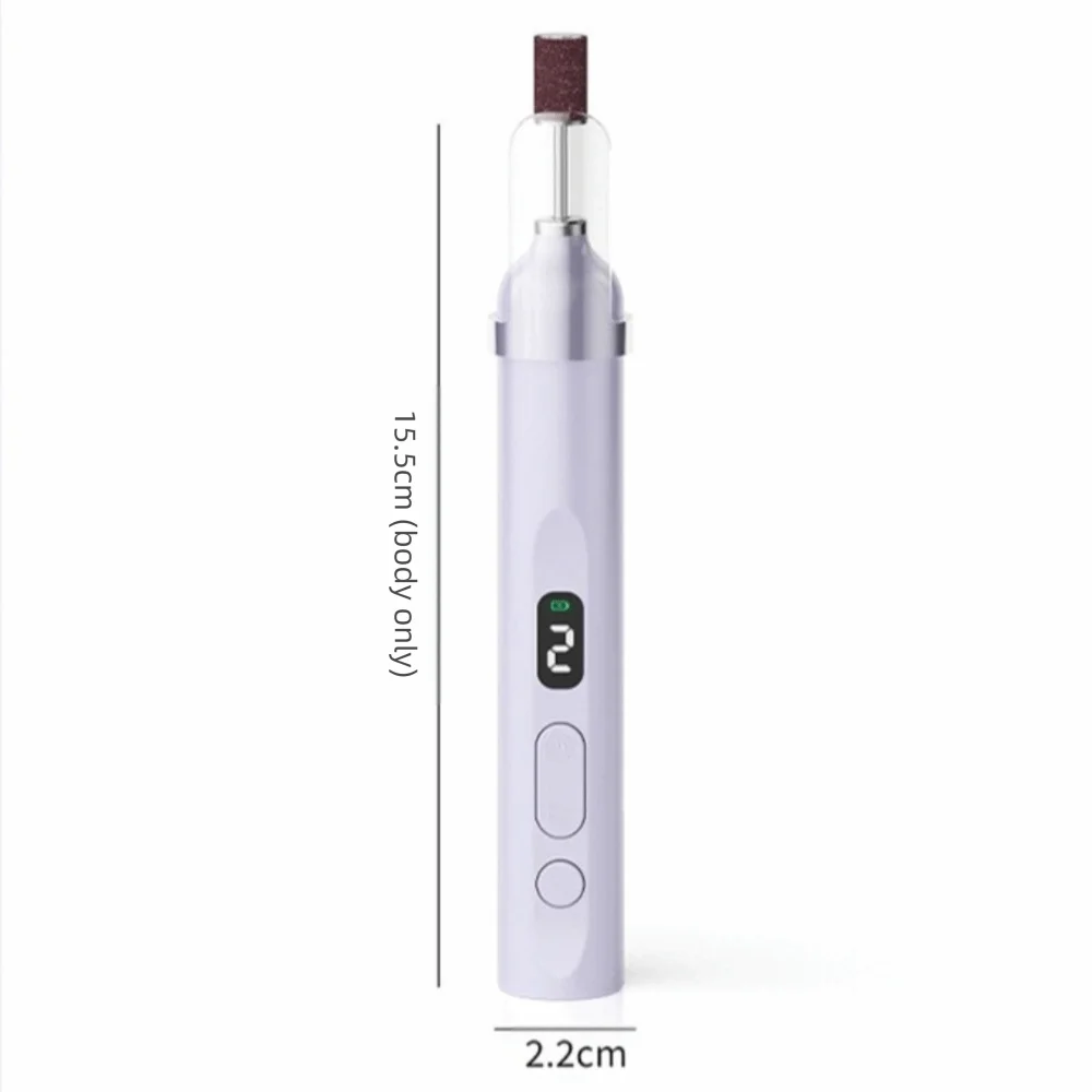 ชุดเครื่องเจียรเล็บไฟฟ้าพร้อมจอ LCD หัวเจียร 5 หัว เครื่องขัดเล็บแบบปากกา USB ไร้สาย ชาร์จไฟได้ พร้อมเครื่องอบเล็บ