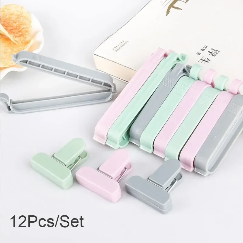 

12Pcs/set Portable Kitchen Tool Bag Clips Mini Vacuum Sealing Clamp Househould Snack Storage Bag Sealer Tool