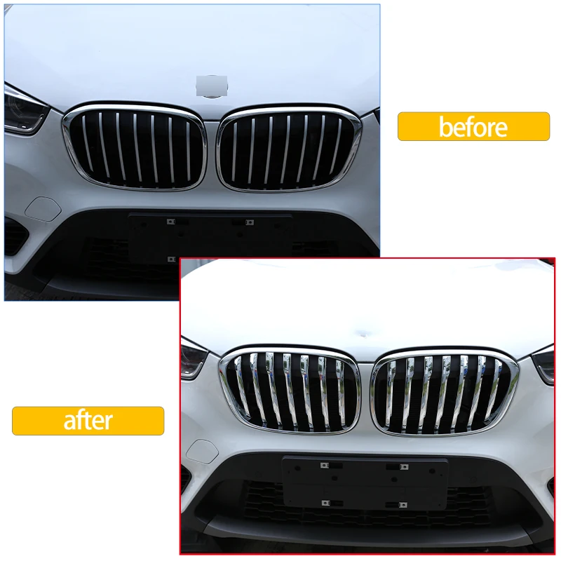 14 шт./набор, хромированные накладки на решетку радиатора для BMW X1 F48 2016-2019 20i 25i 25le