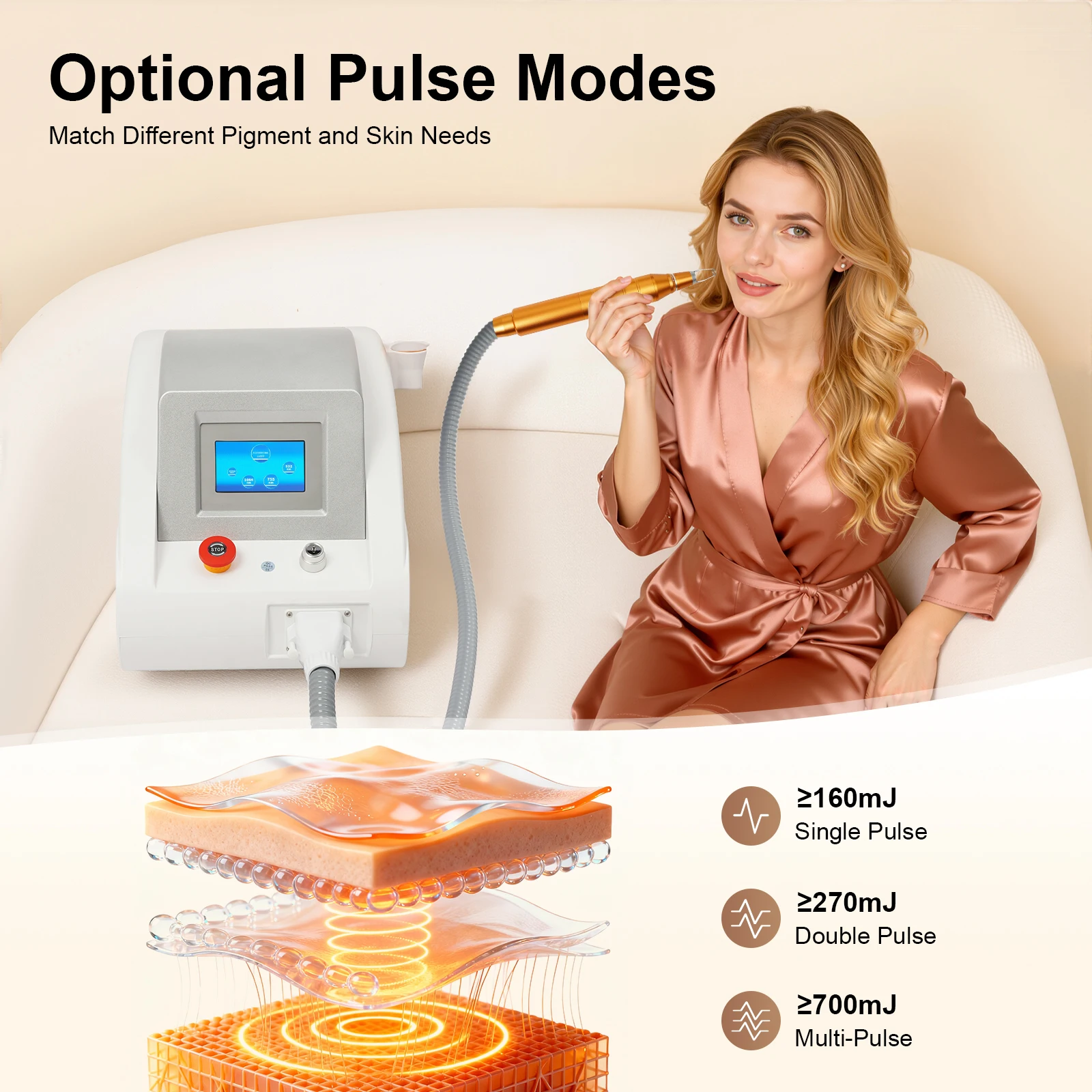 

110V Eyebrow Pigment Remover Machine, 310w 2000mj Face Beauty Machine, Pigment Removal Device 1-10Hz Frequency