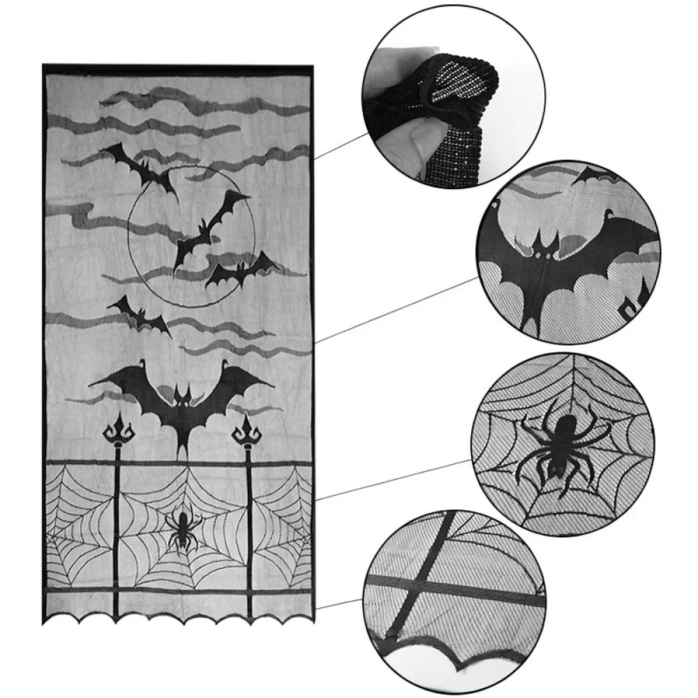 Decorative Halloween Set Spider Web Tablecloth Lace Fireplace Mantle Scarf Table Runner Lampshade Party Supplies