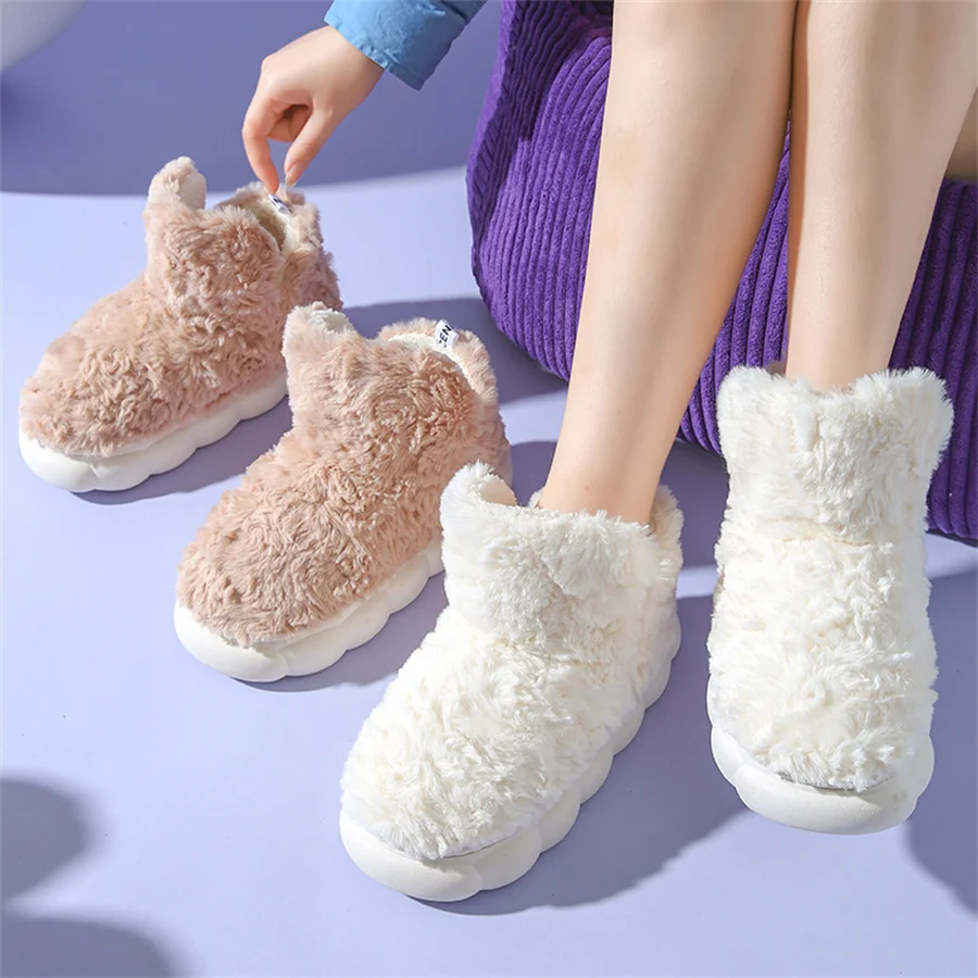 

Soft Bottom Warm Cotton Shoes Winter Home Non-slip Slippers Warm Plush Cotton Slippers for Bedroom House Comfortable Footwear