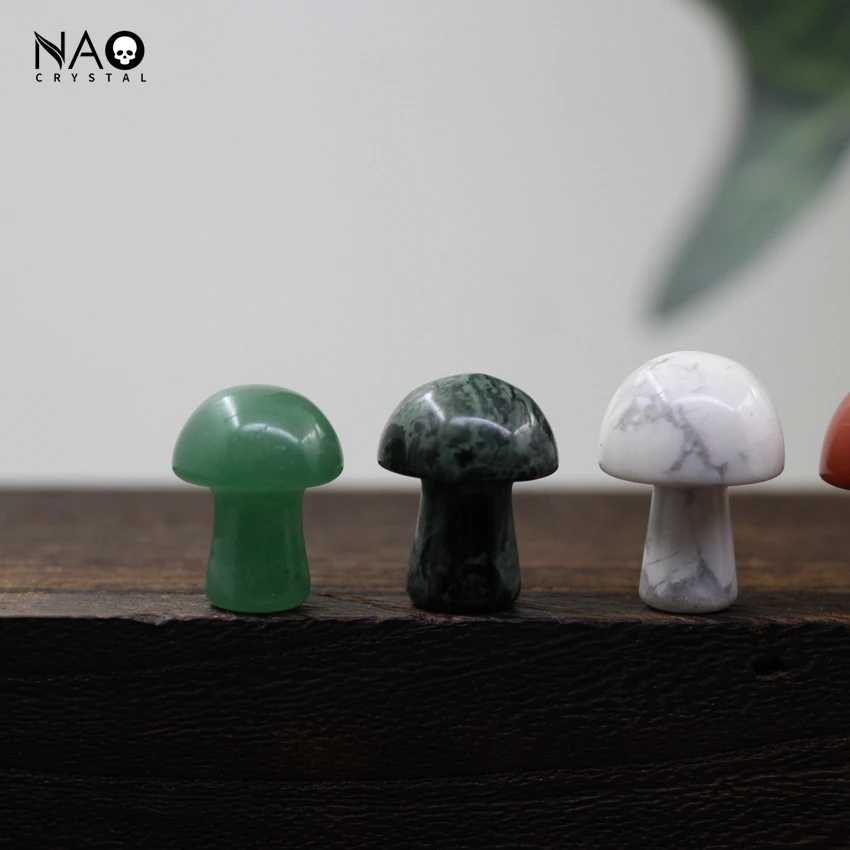 20mm Natural Stone Mushroom Statue Room Home Decor Healing Crystal Gemstone Figurine Aquarium Decoration Crafts Ornament Gifts