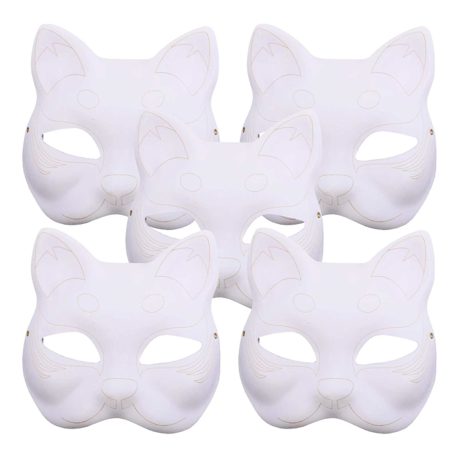 

5 White Blank Masks Safe Paper Material for Class Blank Mask Craft Halloween Festival Paintable Accessories