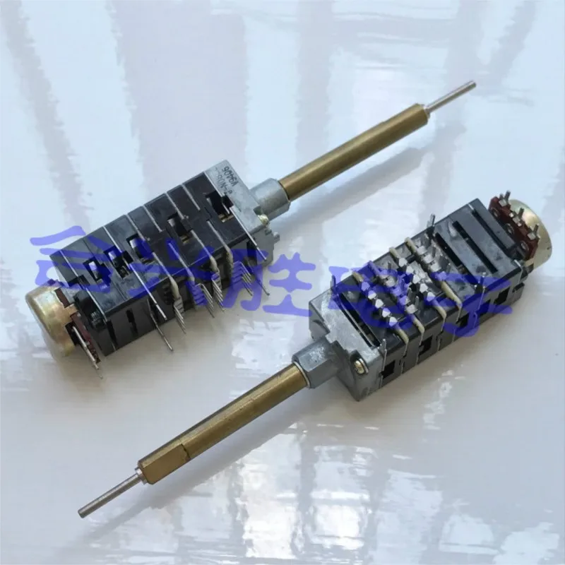 1 Piece ADR201S Double Shaft Rotation 22 Gears Band Switch B500 Ohm Power Amplifier Dual Potentiometer