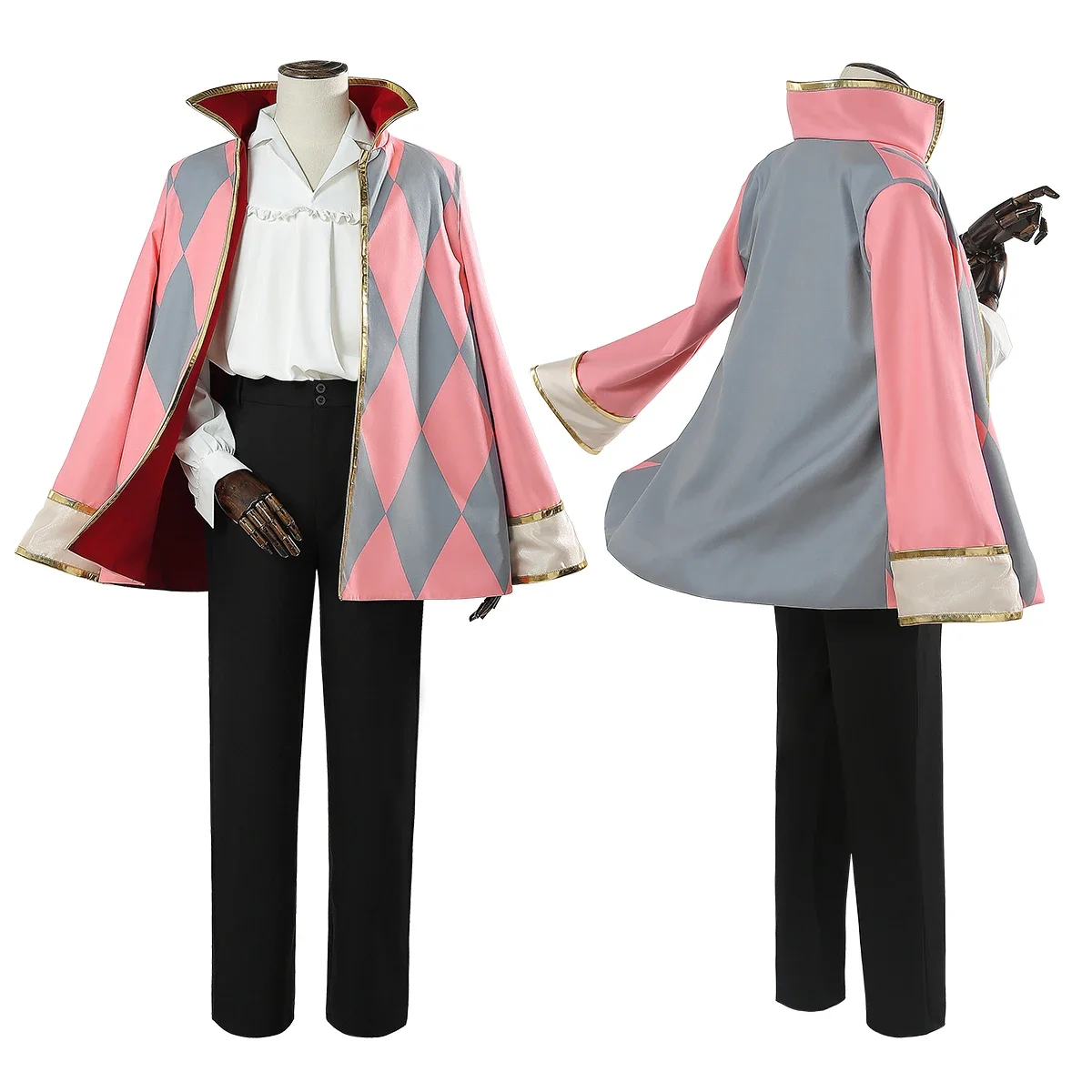 

2026 Anime Howl Cosplay Costume, col montant, Everak avec coussinets initiés, chemise blanche douce, pantalon élastique noir,