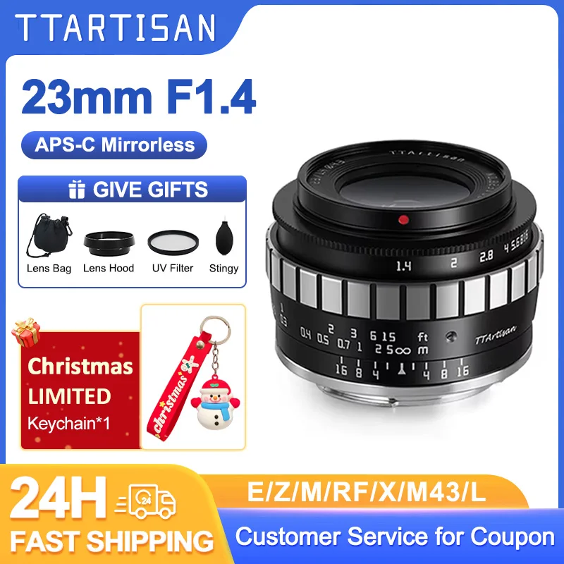 TTArtisan 23mm F1.4 APS-C Large Aperture Manual Lens for Sony E Nikon Z Fuji X Canon EOS M M4/3 Leica L Mount Canon RF R6 XT10