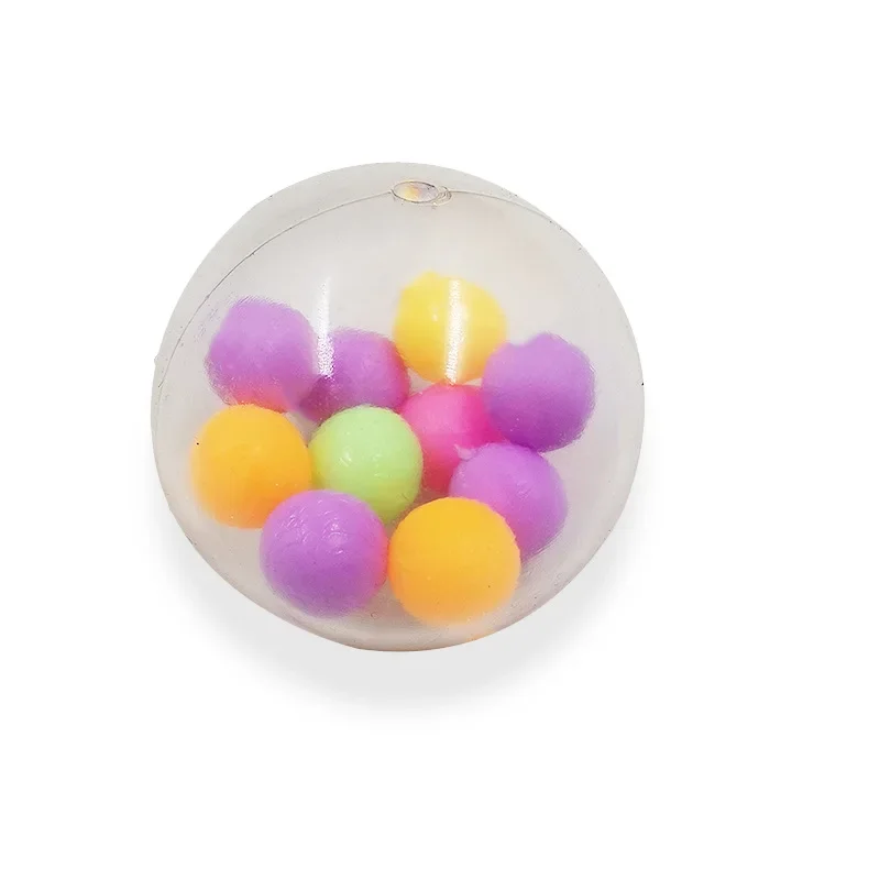 Glitter Grape Shaped Ball Stress Relief Toy Rainbow Bead Ball Squeeze Ball Toy Kid Adult Sensory Decompression Toys