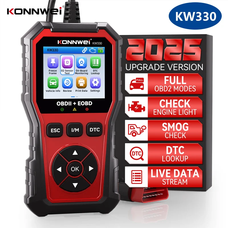 2026 KONNWEI KW330 Auto OBD2 Foutscanner Motorbatterij Test Foutcode Duidelijke realtime gegevens Professionele OBD-inspectietool