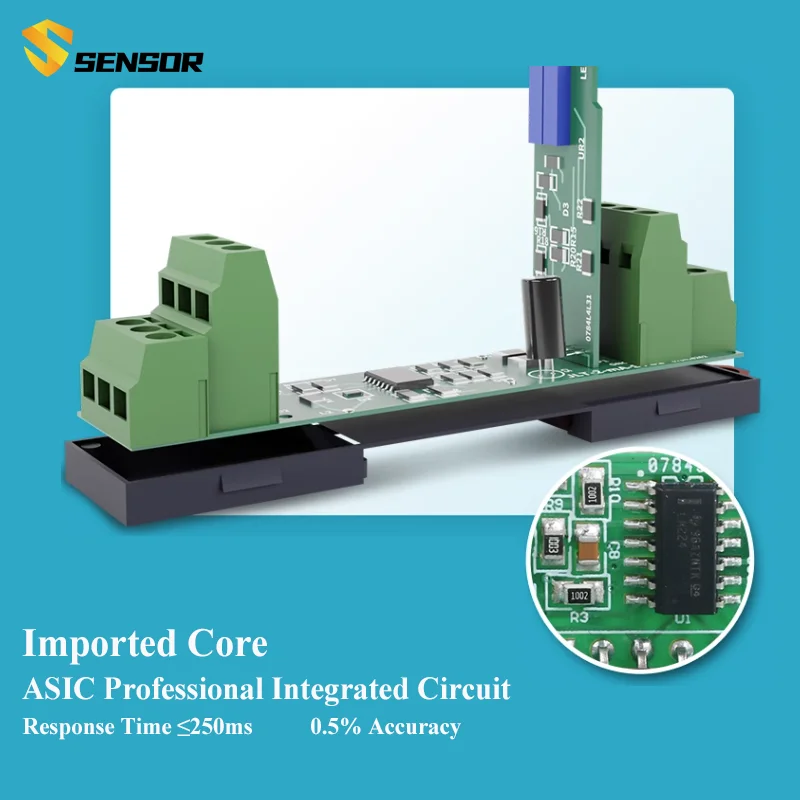 AC/DC Current Transmitter 0-150A to 4-20mA 0-10V 1-5V 8/12mm Hole with DC24V Open Loop Hall Effect AC/DC Current Transmitter