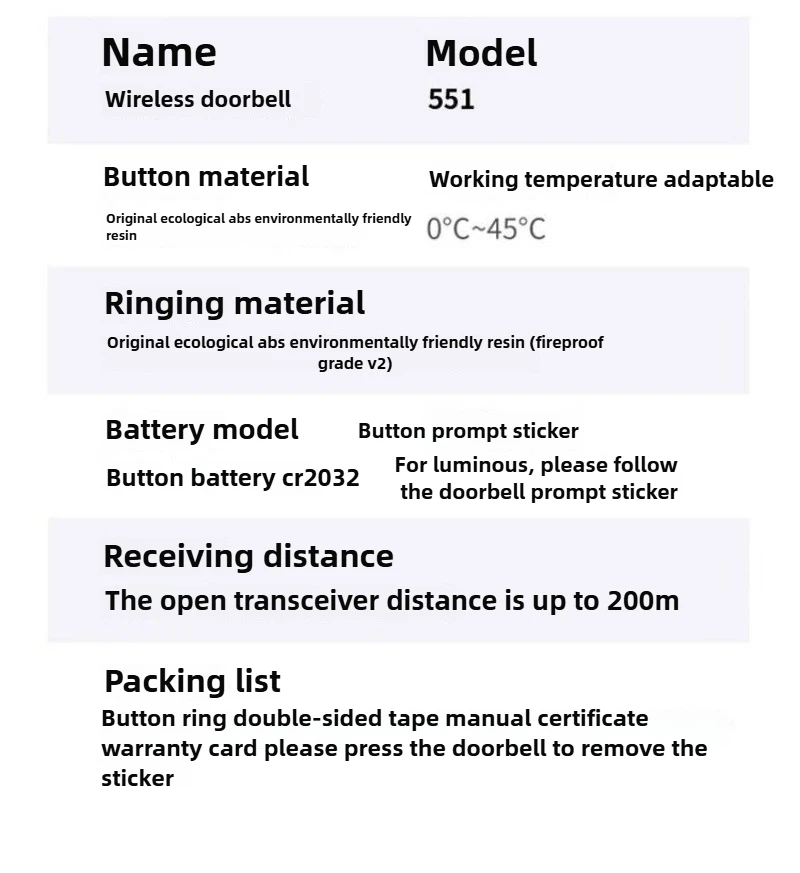 المنزلية اللاسلكية لمسافات طويلة واحد إلى واحد جرس الباب الإلكترونية الذكية التحكم عن بعد المنزل غير موصول حجم المسنين الصافرة #5