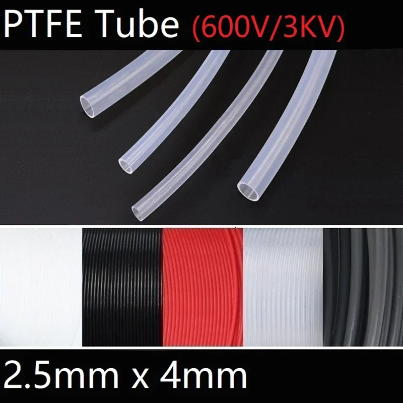 1/2/5/10M PTFE Tube ID 2.5mm x OD 4mm F46 Insulated Hose Rigid Pipe Temperature Corrosion Resistance 600V