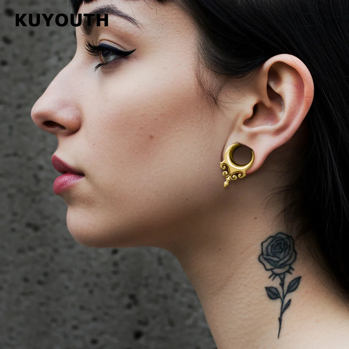 KUYOUTH Hypoallergenic Crescent Moon Saddle Shape Ear Gauge Stretcher Tunnel Expander Plug Body Piercing Jewelry Ear Expander