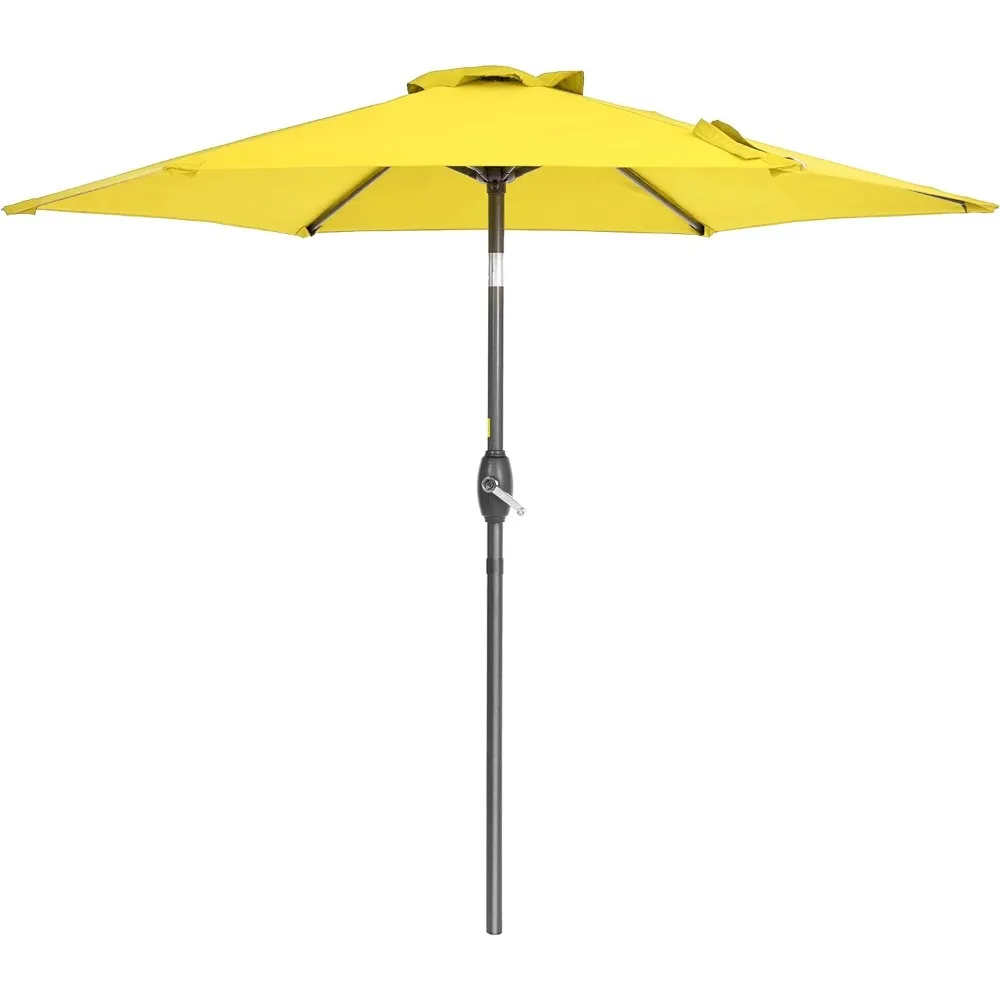 Bonosuki-Parapluie d'extérieur en acier avec bouton poussoir d'inclinaison et de manivelle, parapluie de marché, 7.5 ', 2 ans, ne se décolore pas