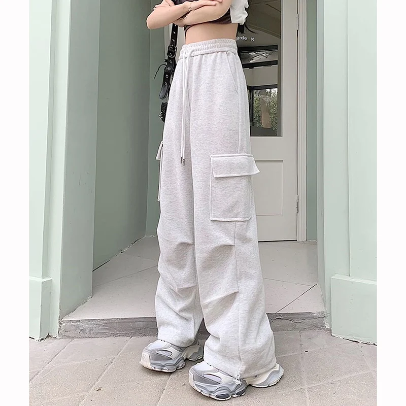 Koreaanse Mode Dame Hoge Taille Dunne Joggingbroek Vrouwen Solid Baggy Hoge Taille Broek Meisjes Klassieke Dagelijkse Rechte Pijpen Broek
