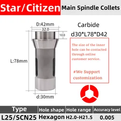 Foro esagonale Star SCN25 Citizen L25 F30 157E pinza mandrino per tornio automatico di tipo svizzero boccola guida in carburo di tungsteno ad alta precisione