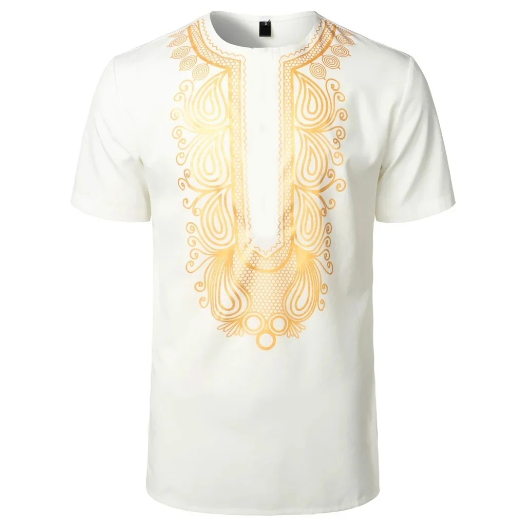 Nova camiseta masculina muçulmano tshirt estilo africano ouro carimbado camiseta 3d impresso verão feminino tshirt roupas criança camisa y2k