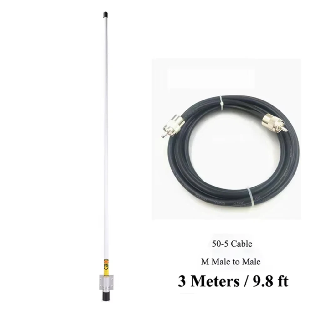 AIS VHF 156-163MHz Fiberglass Marine Antenna - Equipped with 10m & 3m Fishing Boat Cables for Seamless Communication