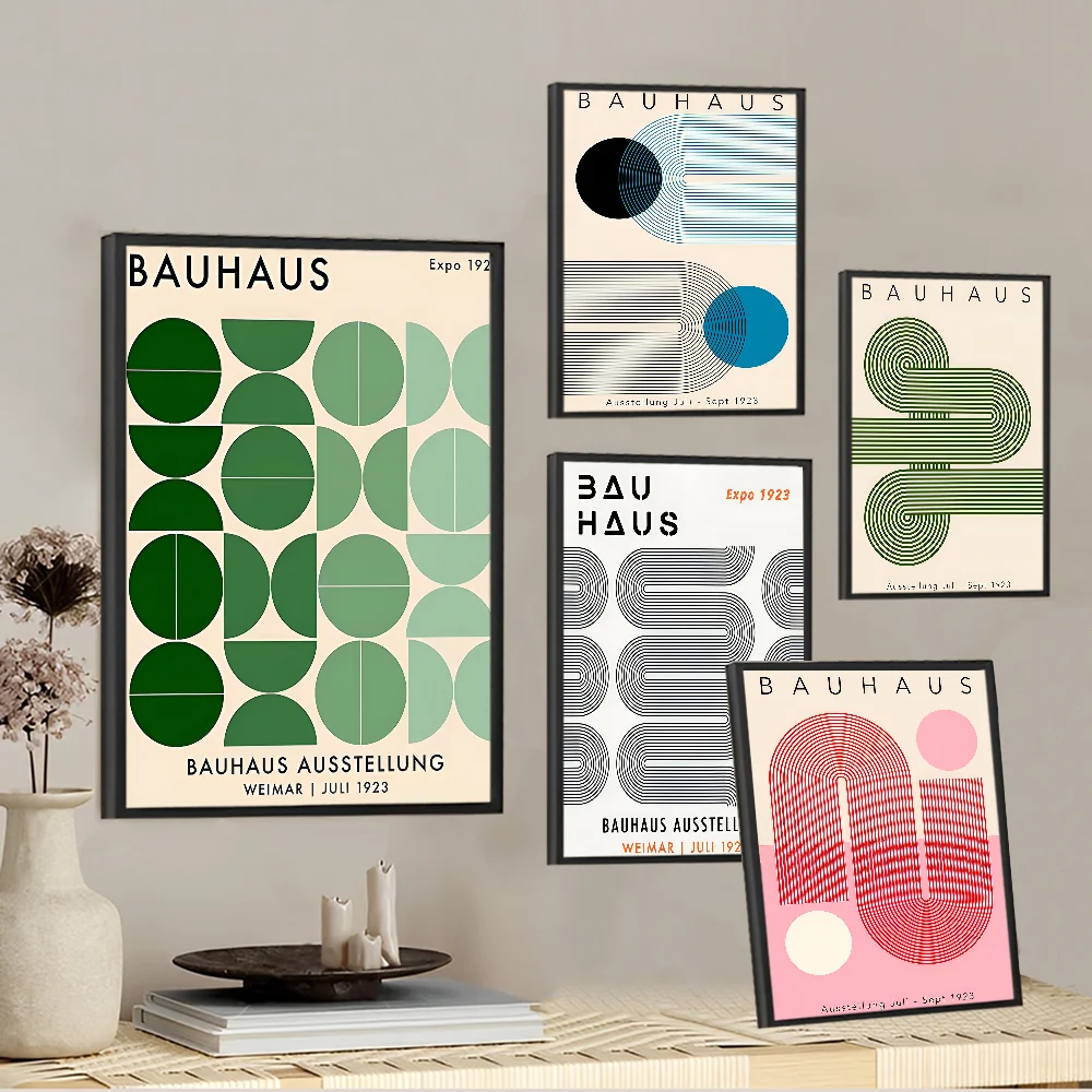 Bauhaus Modern Simplicity Good Quality Prints and Posters Waterproof Paper Sticker Coffee House Bar Posters Wall Stickers