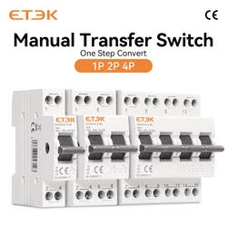 ETEK Din Schiene MTS Dual Power Manuelle Transfer Switch Modular Umschalter Verriegelung Schaltung Breaker1P 2P 4P 40A 230V EKCS101