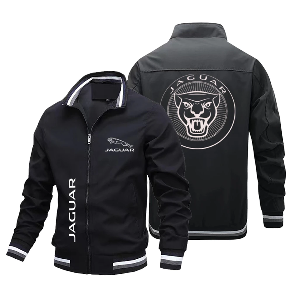 New Men\'s Bomber Jacket Danish Jacket Brand Car Logo Jaguar Outdoor Hiking Riding Lightweight Jacket Large Size Windproof Tops