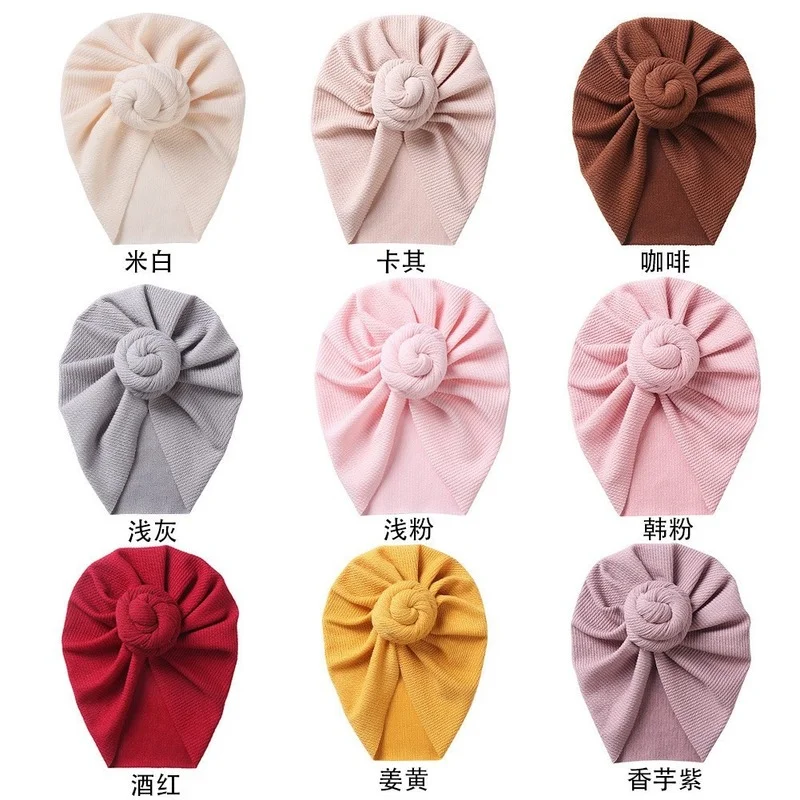 New Solid Waffle Crochet Knit Baby Hat 3M-5T Turban Infant Toddler Newborn Baby Cap Bonnet Beanies Headwraps for Baby Girls Boy