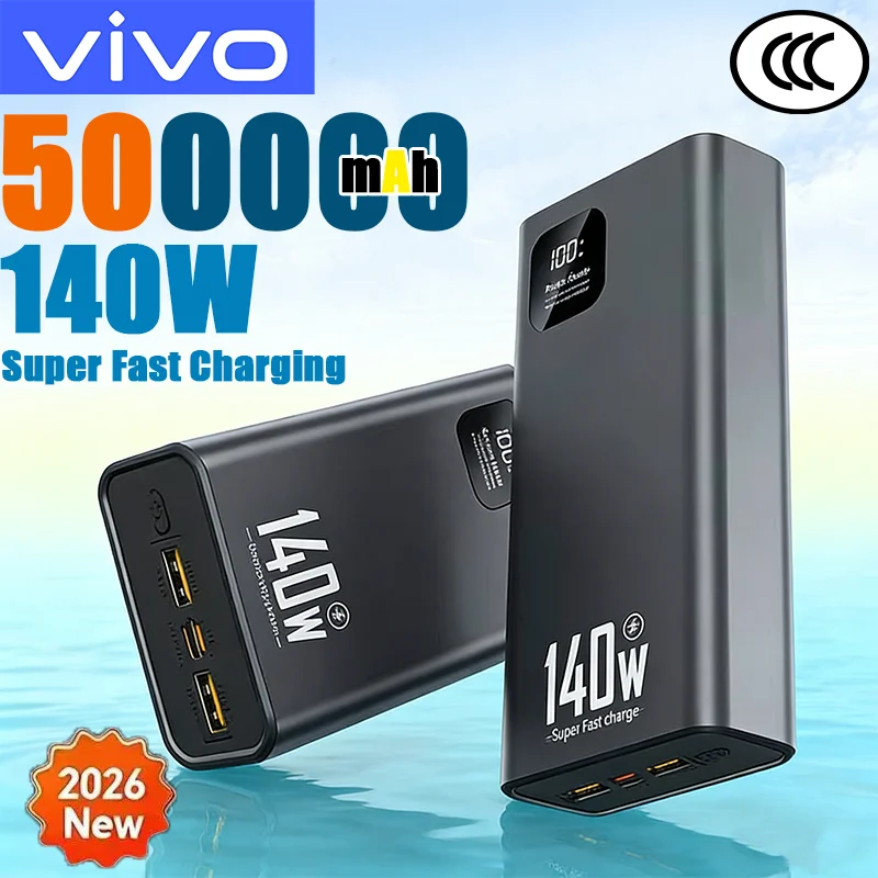 Batterie externe VIVO 500000mAh, capacité ultra-grande, charge super rapide 140W, affichage numérique, batterie externe portable, NOUVEAU 2026