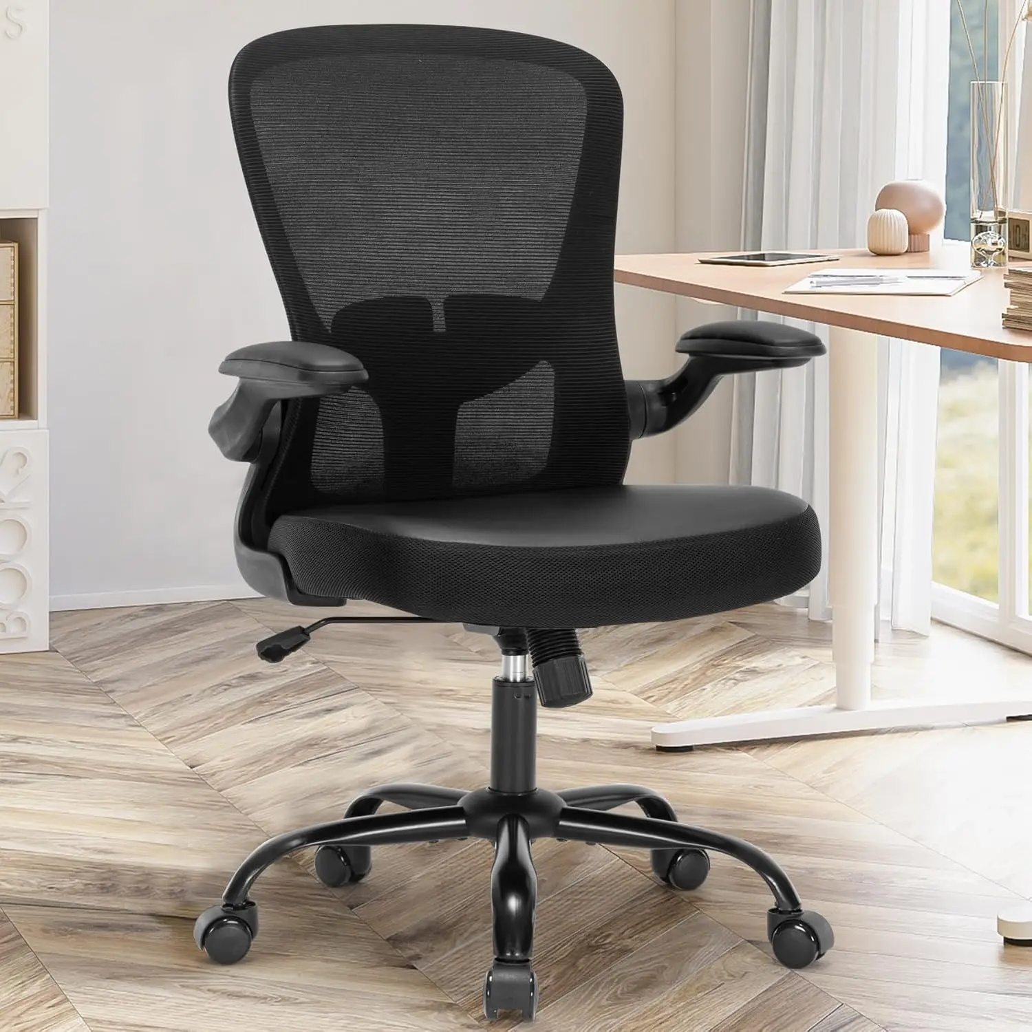 Office Chair,Ergonomic Mesh Desk Office Chair With Lumbar Support,Pu Leather Compter Chair With Adjustable Heigh,Executive