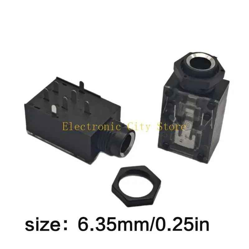 7Pin 6.35mm Female Sound Jacks Sockets Two Channel Microphones Amplifiers Connectors HU8D