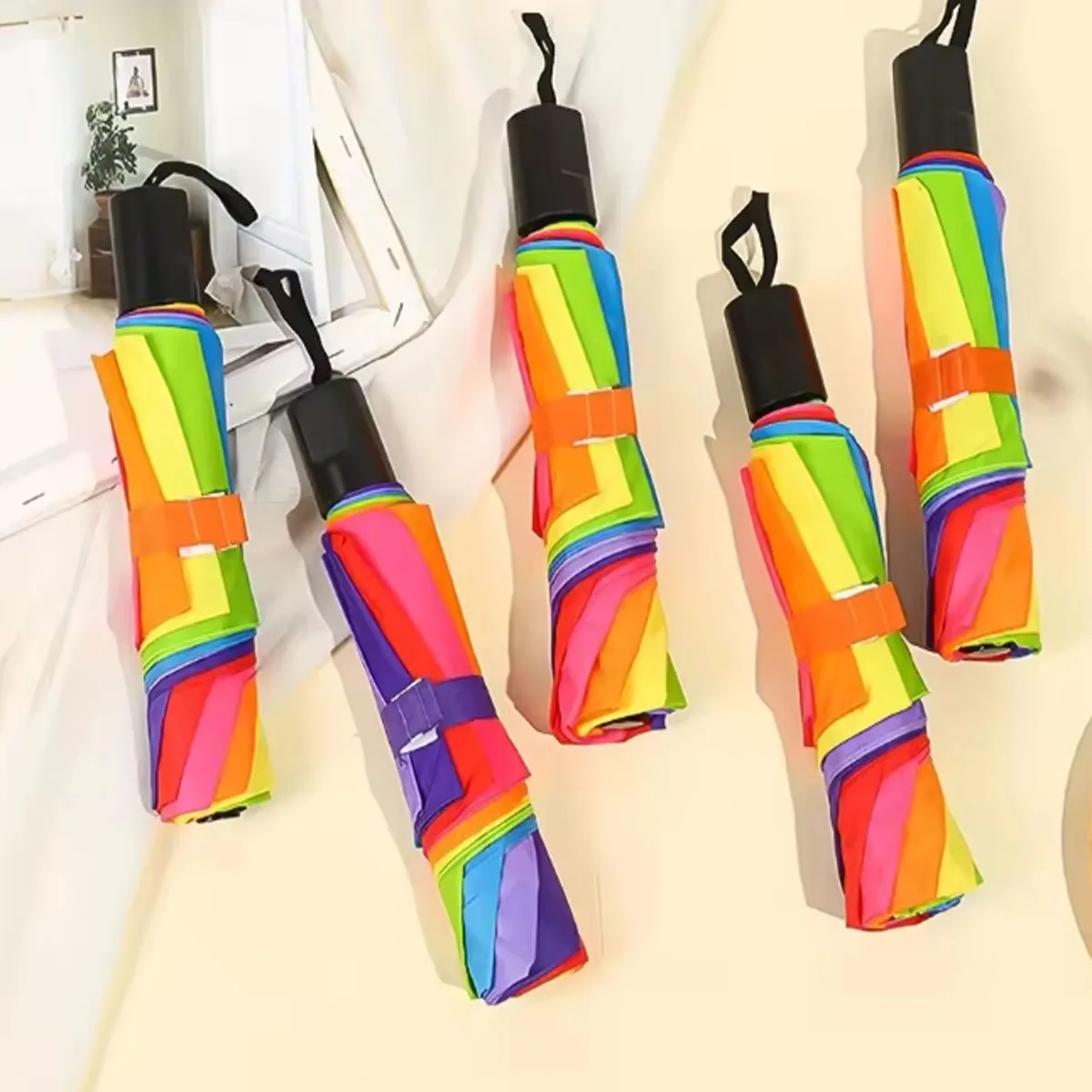 يندبروف مظلة قابلة للطي النساء الرجال دليل شعبية قوس قزح ثلاثة مظلة قابلة للطي الكبار الأطفال مظلة مقاومة قوية