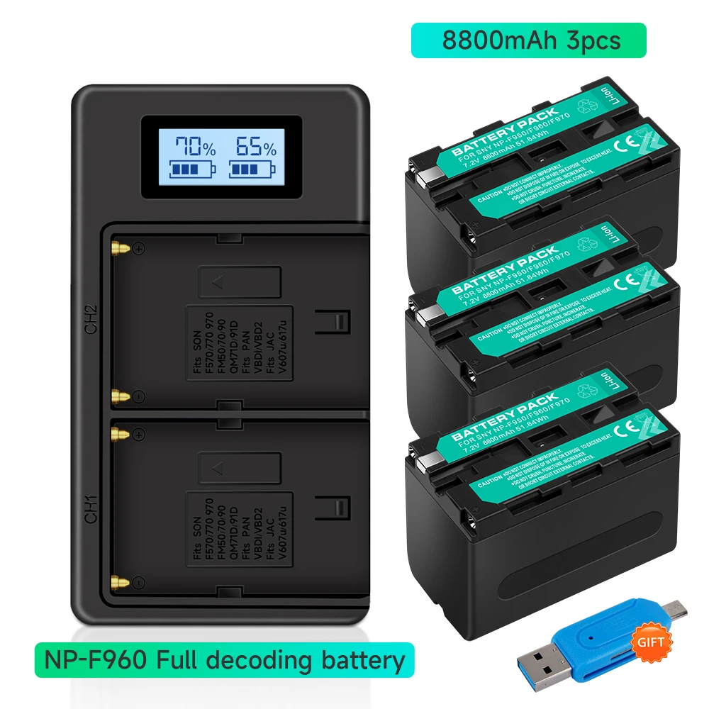 PALO 8800mAh NP-F960 NP-F970 NP F960 F970 F950 Battery for Sony PLM-100 CCD-TRV35 MVC-FD91 MC1500C L10