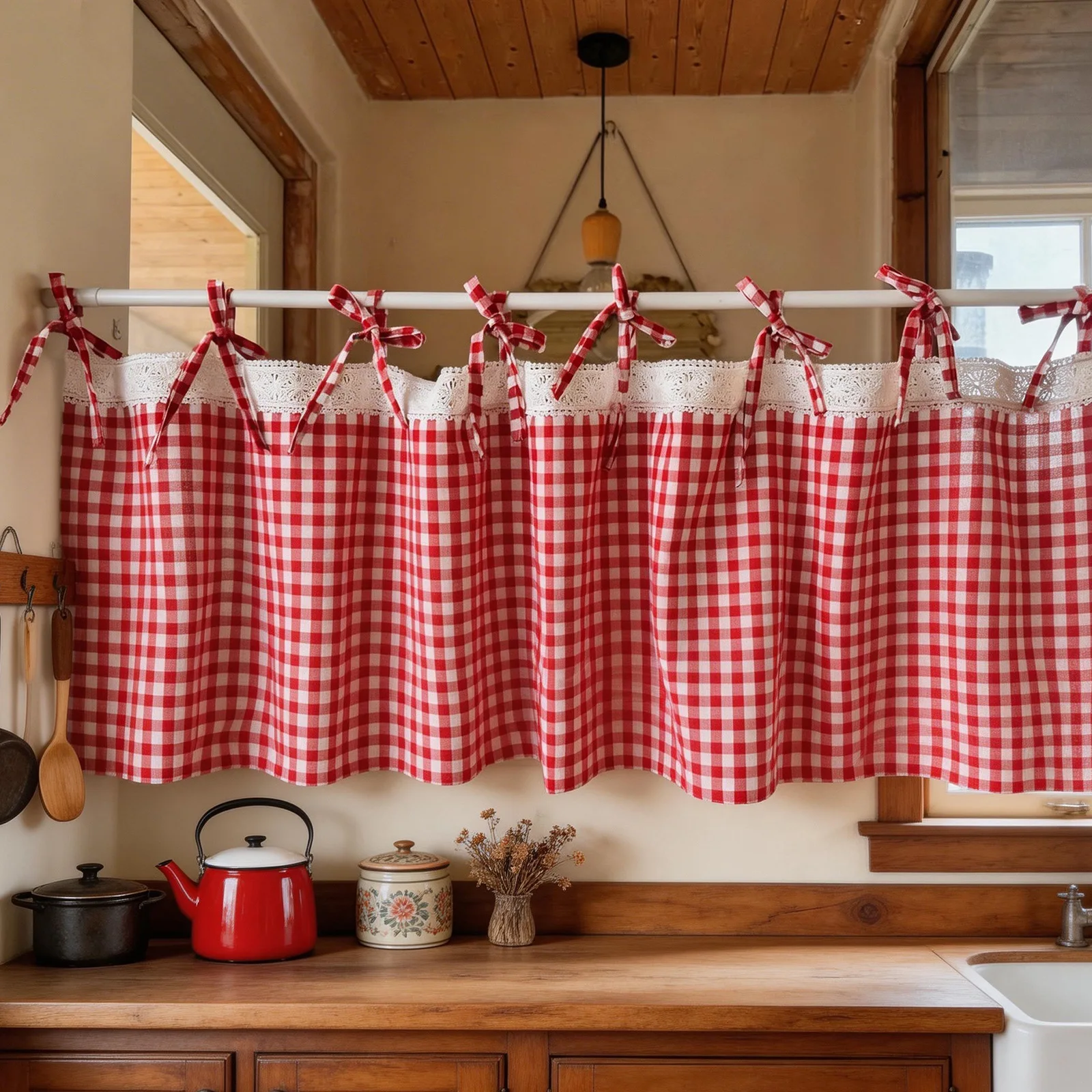 Versatile Plaid Short Curtains for Windows Door Valance American Kitchen Half Coffee Kitchen Cross-border